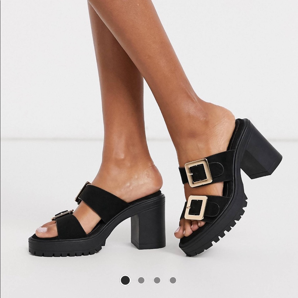 Huntington chunky heels mules in black brand new
